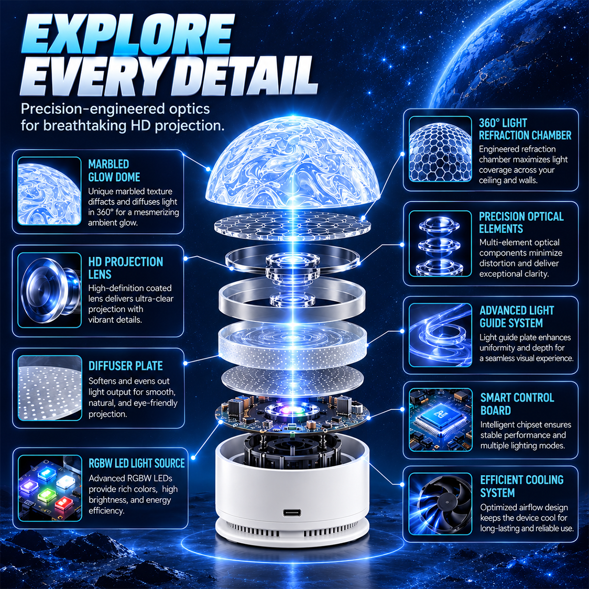 Aurora Dream Galaxy Projector Transform Your Room After Dark.