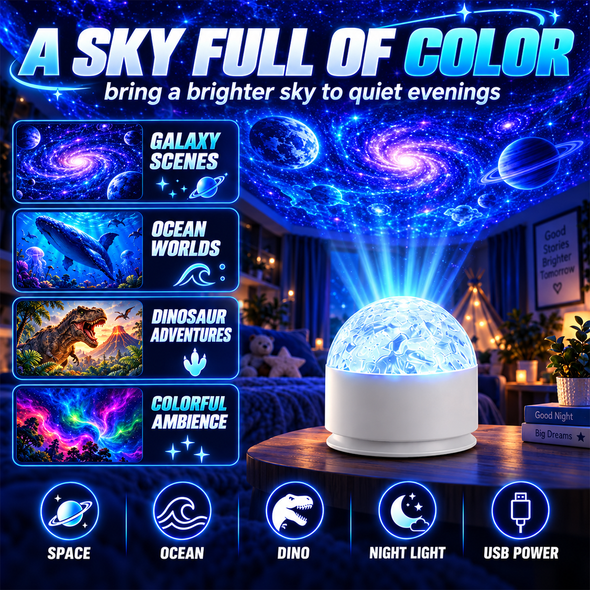 Aurora Dream Galaxy Projector  Transform Your Room After Dark.