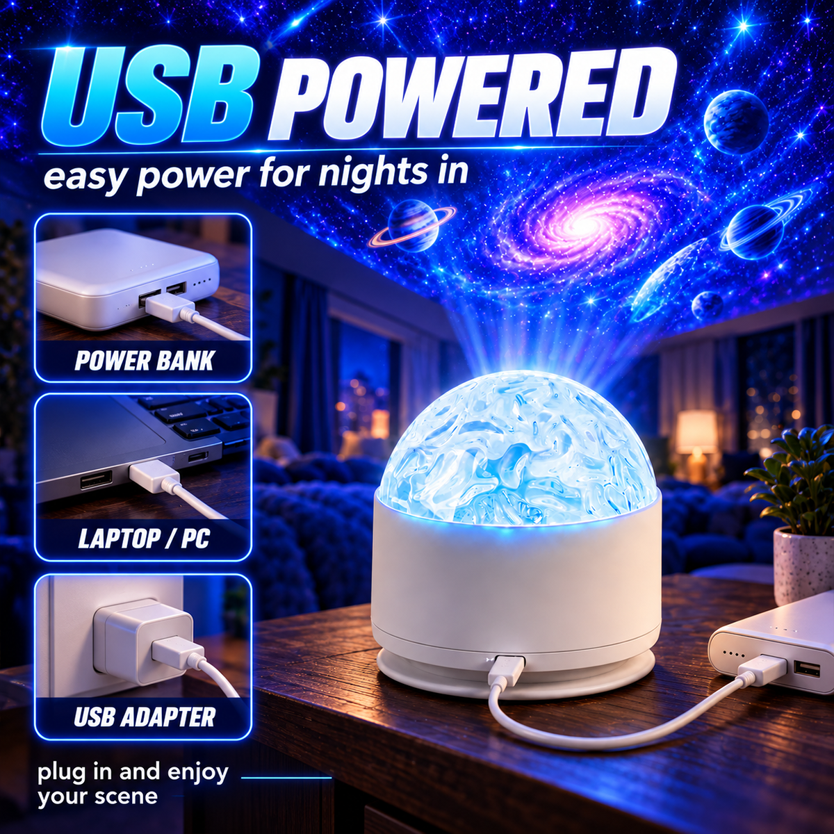 Aurora Dream Galaxy Projector  Transform Your Room After Dark.