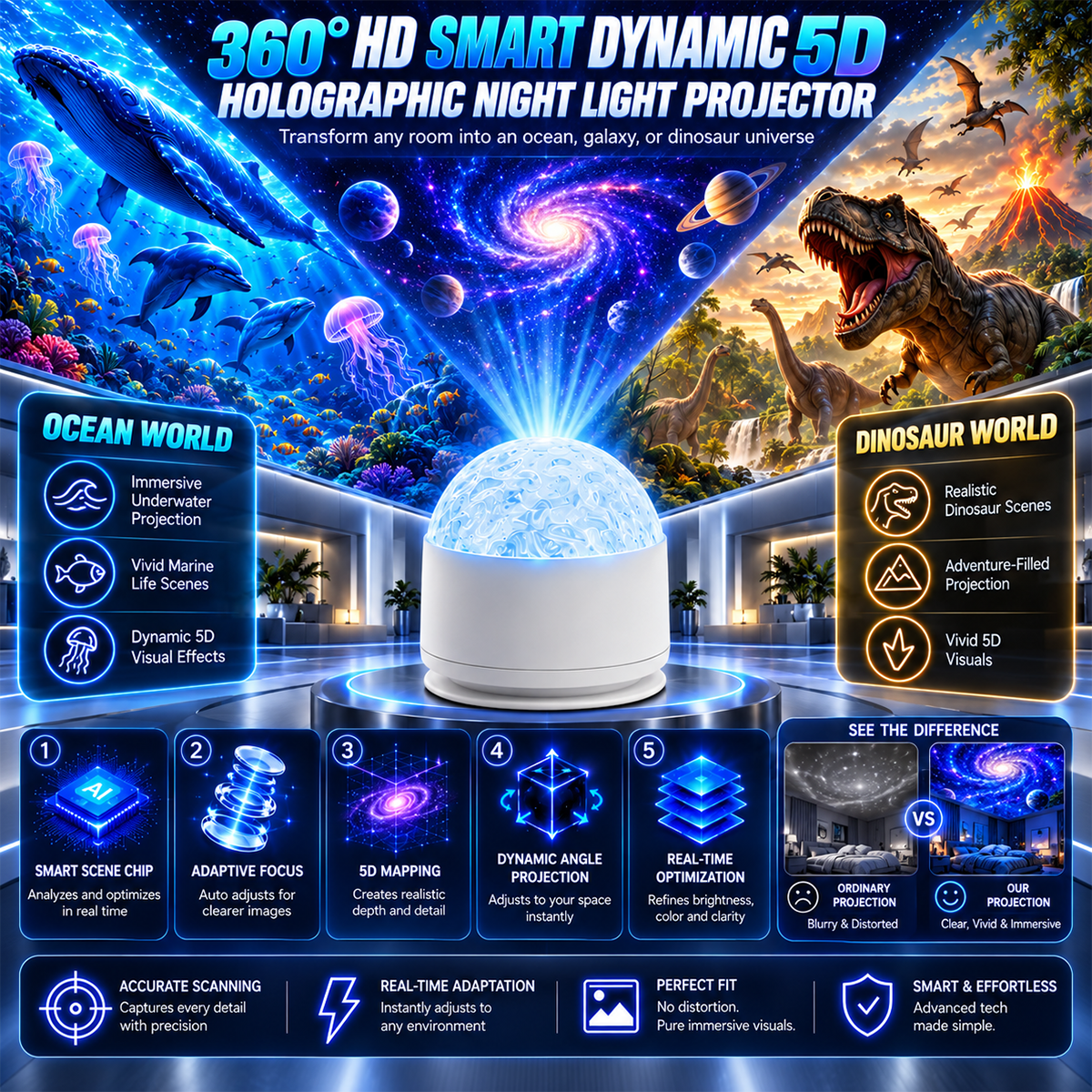 Aurora Dream Galaxy Projector  Transform Your Room After Dark.